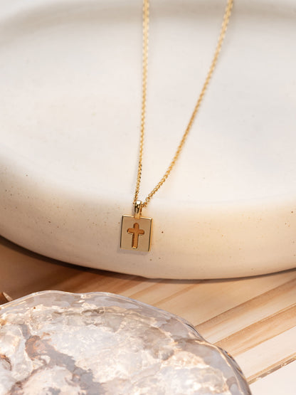 Glory Gold Vermeil Cross Tag Necklace