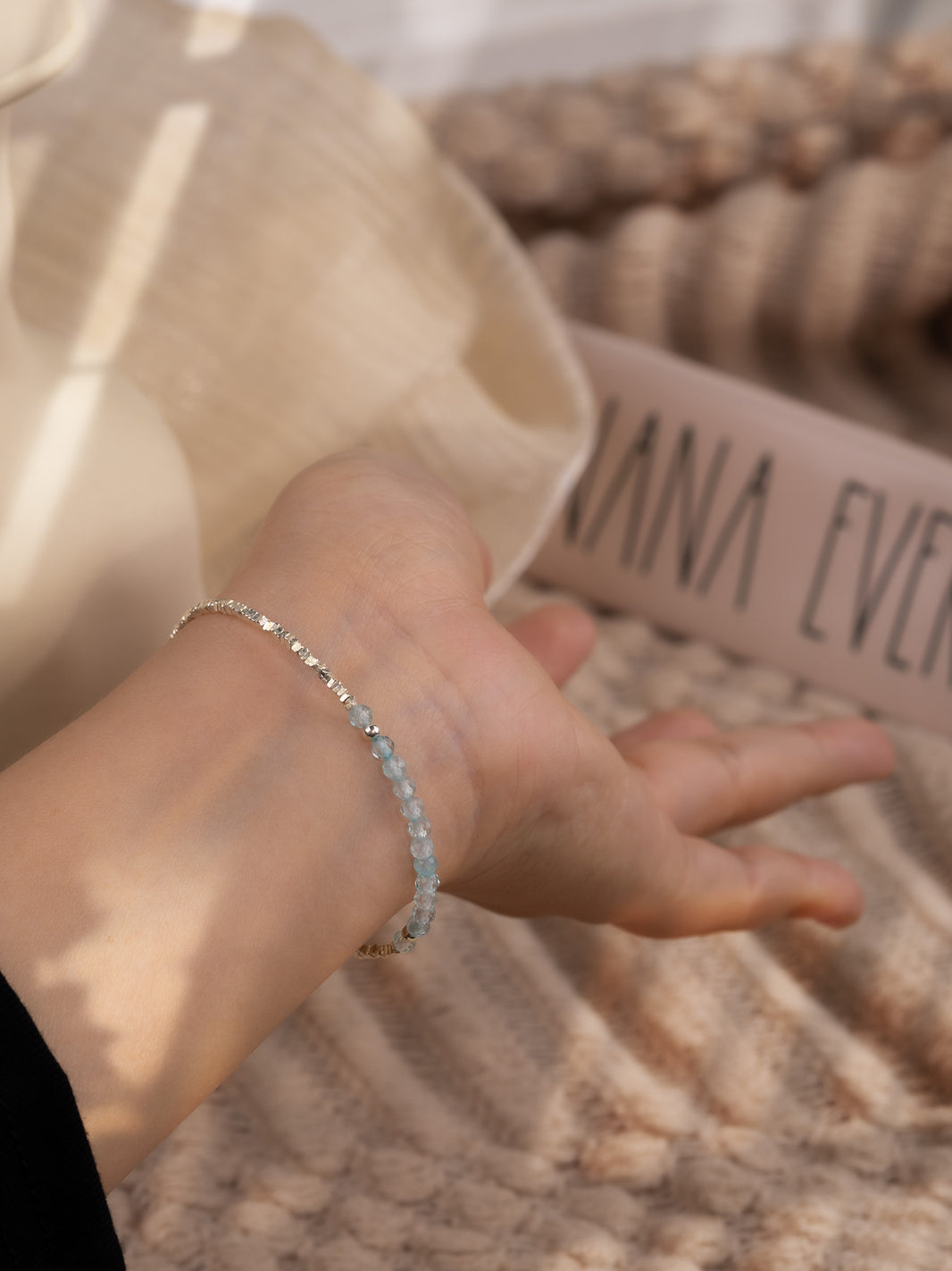 Living Water Aquamarine Cross Bracelet