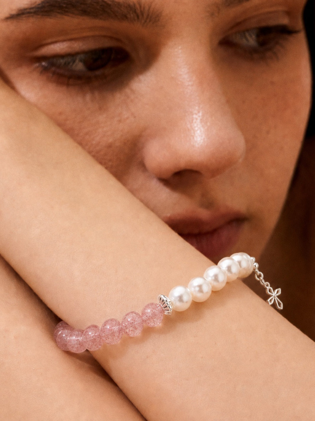 Unfailing Love Pearl Strawberry Quartz Bracelet