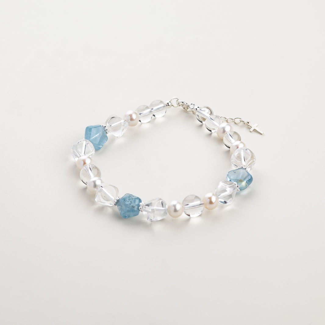 Star Light Aquamarine Crystal Pearl Bracelet