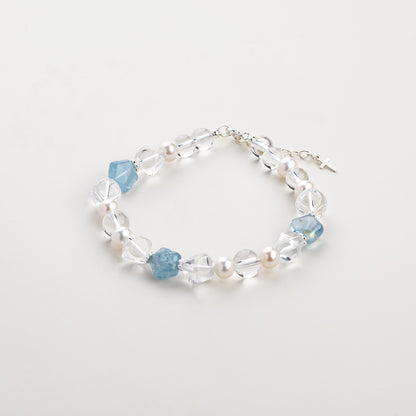 Star Light Aquamarine Crystal Pearl Bracelet