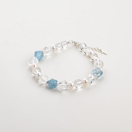 Star Light Aquamarine Crystal Pearl Bracelet