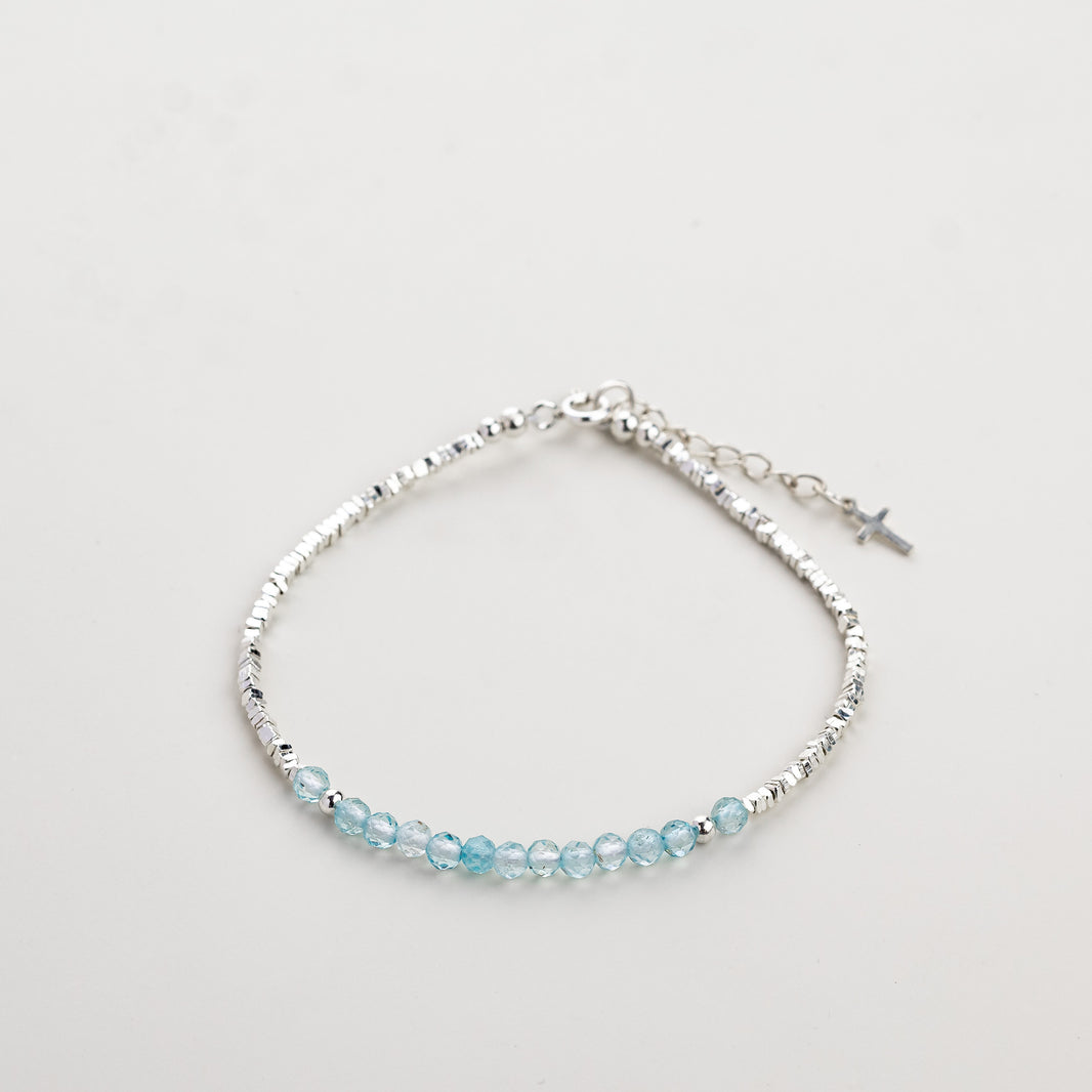 Living Water Aquamarine Cross Bracelet