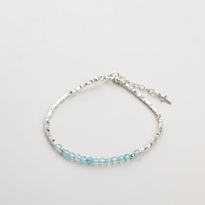 Living Water Aquamarine Cross Bracelet