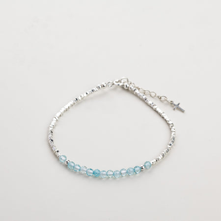Living Water Aquamarine Cross Bracelet