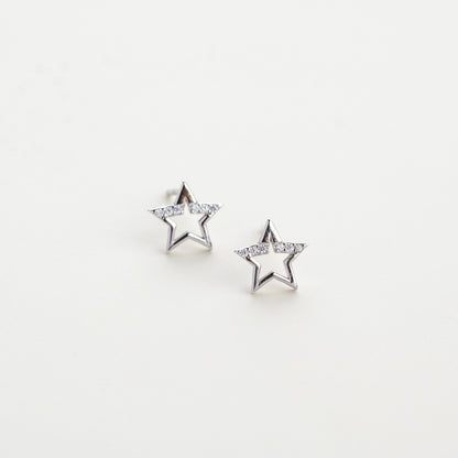 Light Sparkling CZ Star Stud Earrings