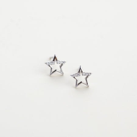 Light Sparkling CZ Star Stud Earrings