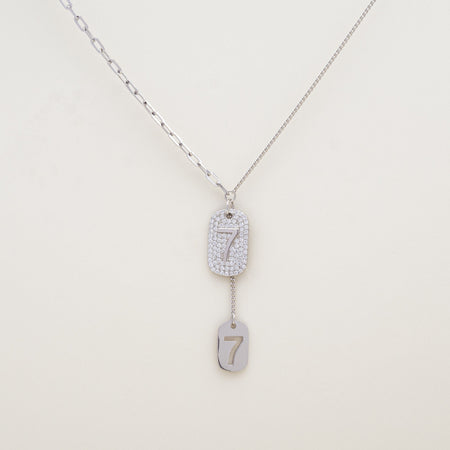 Blessed Lucky 7 Tag CZ 925 Necklace