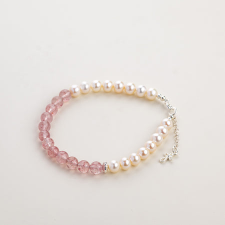 Unfailing Love Pearl Strawberry Quartz Bracelet