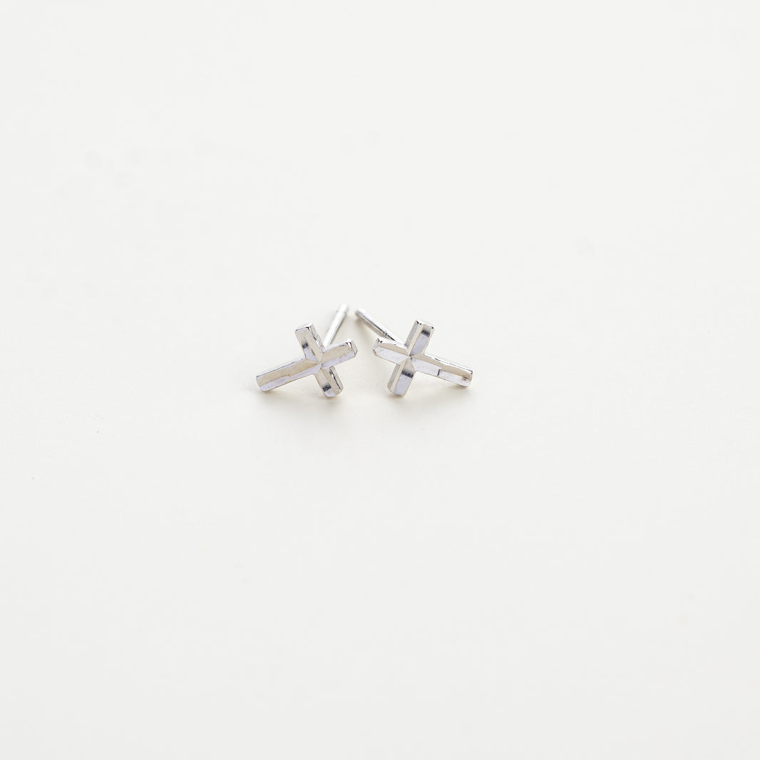 Enough Minimalist 925 Silver Cross Earrings