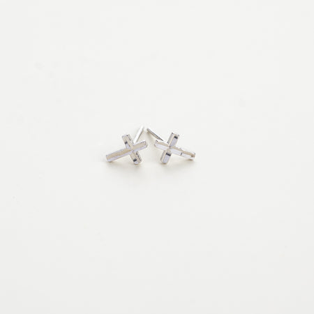 Enough Minimalist 925 Silver Cross Earrings