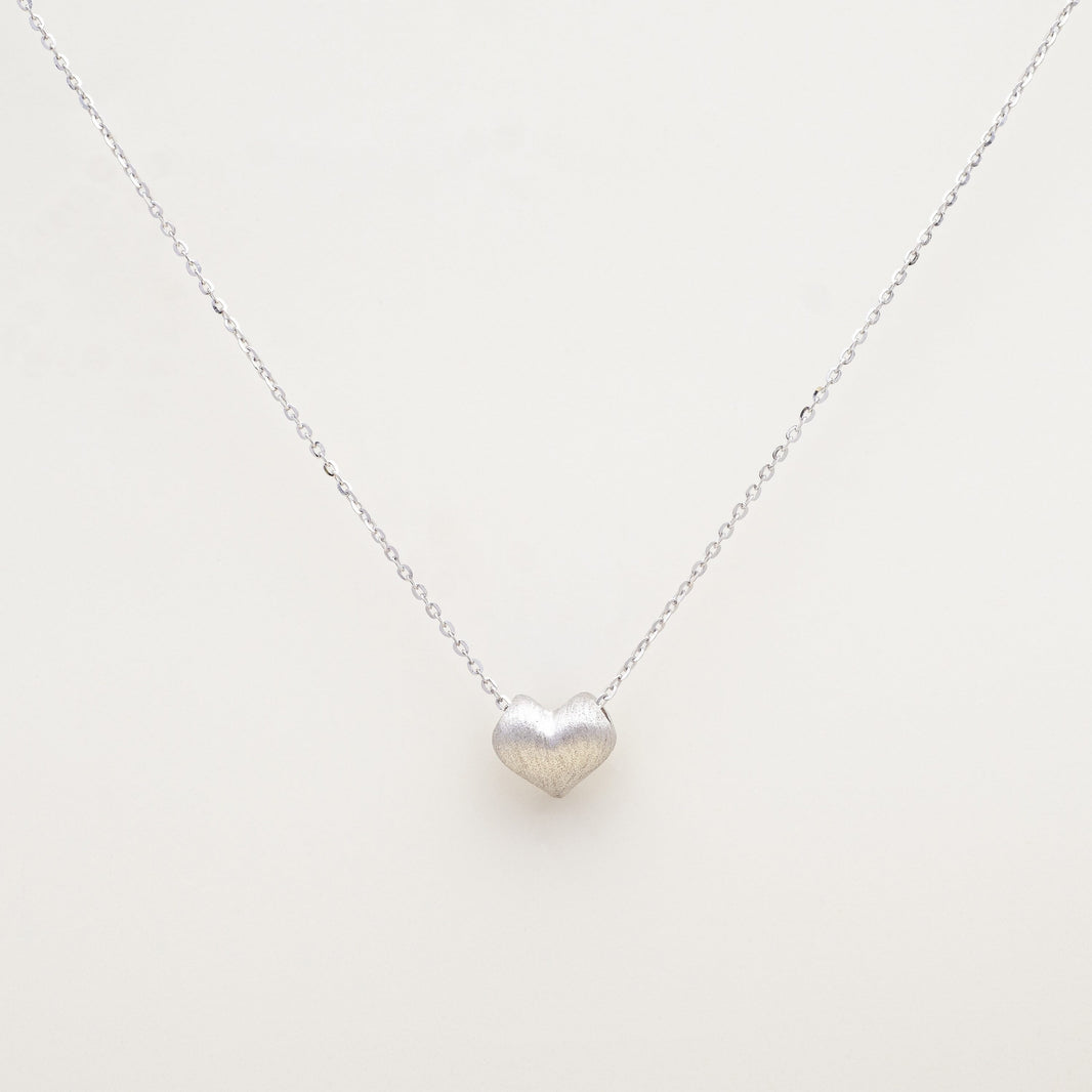 Peace Satin Heart Sterling Necklace