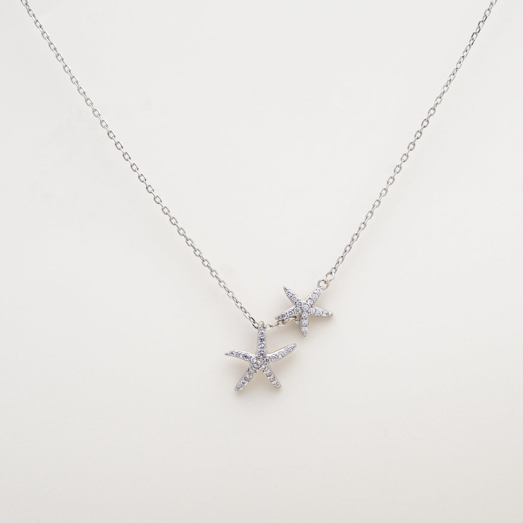 Hope Starfish Duo CZ 925 Necklace