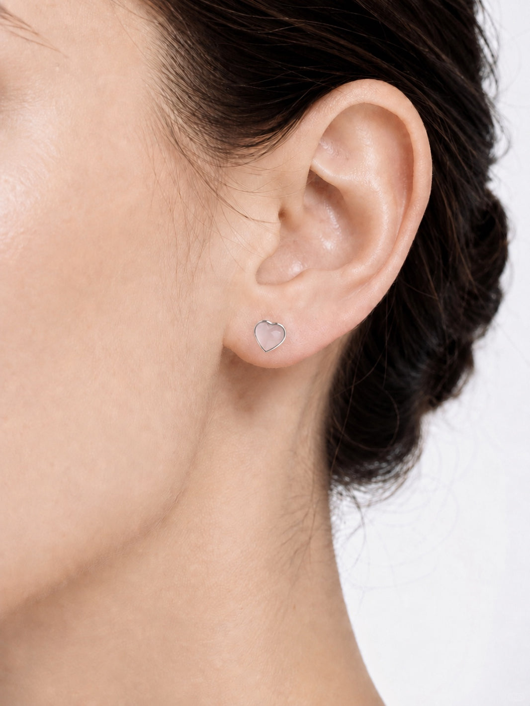 Gentle Pink Chalcedony Heart Earrings