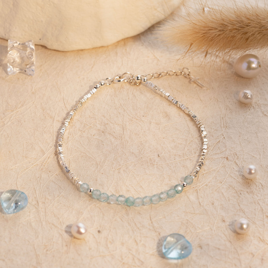 Living Water Aquamarine Cross Bracelet