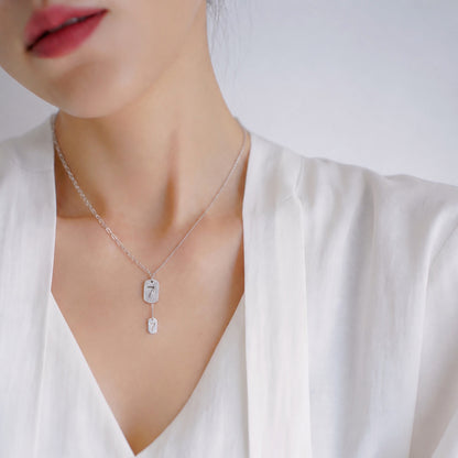Blessed Lucky 7 Tag CZ 925 Necklace