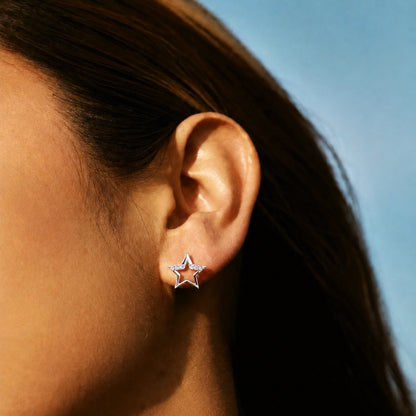 Light Sparkling CZ Star Stud Earrings