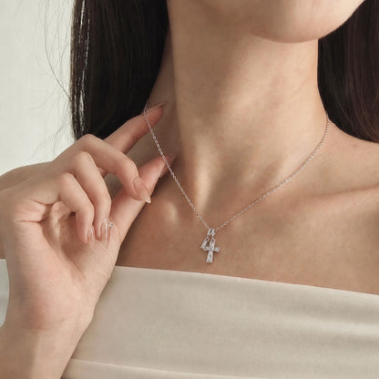 Unity Baguette CZ Cross 925 Necklace