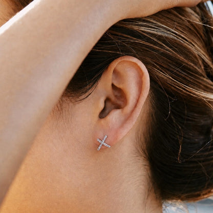 Grace CZ Cross 925 Silver Earrings