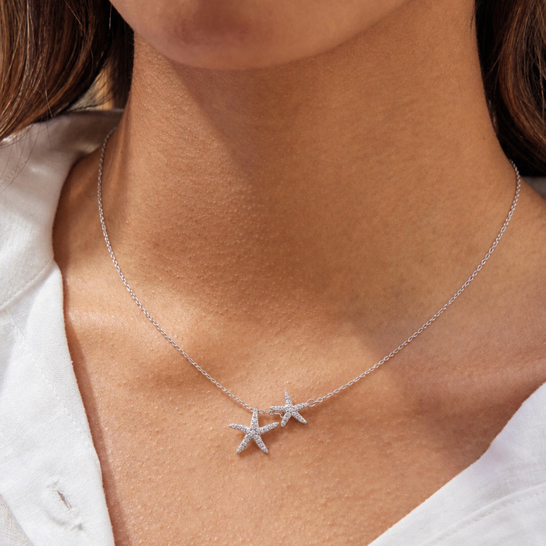 Hope Starfish Duo CZ 925 Necklace