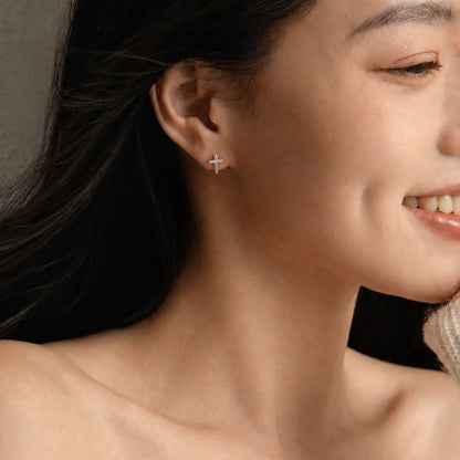 Enough Minimalist 925 Silver Cross Earrings