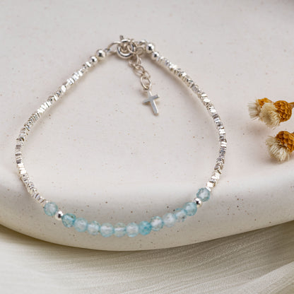 Living Water Aquamarine Cross Bracelet