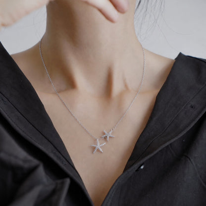Hope Starfish Duo CZ 925 Necklace