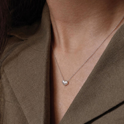 Peace Satin Heart Sterling Necklace