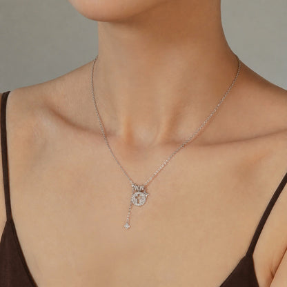 Grace Disc Cross Charm CZ 925 Necklace