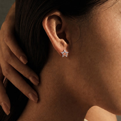 Light Sparkling CZ Star Stud Earrings
