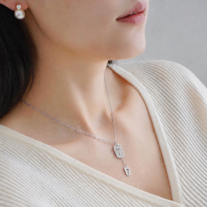 Blessed Lucky 7 Tag CZ 925 Necklace