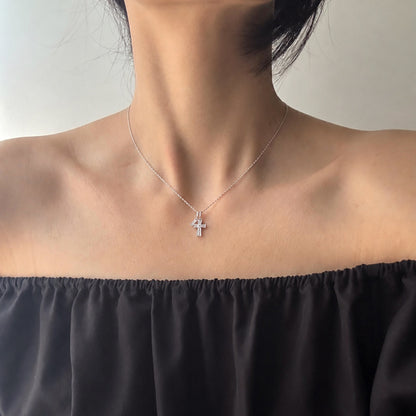 Unity Baguette CZ Cross 925 Necklace