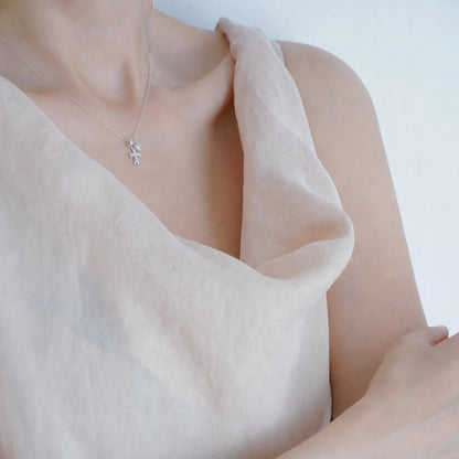 Promise Heart Cross Duo CZ 925 Necklace