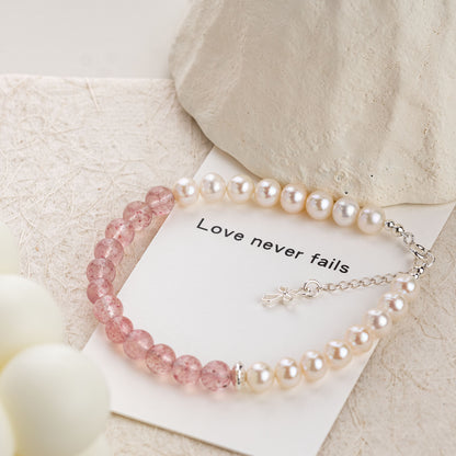 Unfailing Love Pearl Strawberry Quartz Bracelet