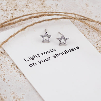 Light Sparkling CZ Star Stud Earrings