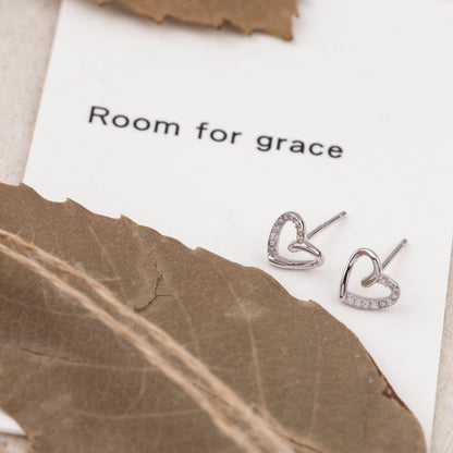 Room for graceGrace CZ Open Heart 925 Silver Earrings