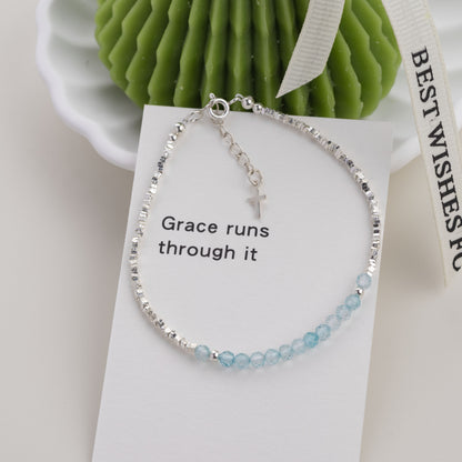 Living Water Aquamarine Cross Bracelet