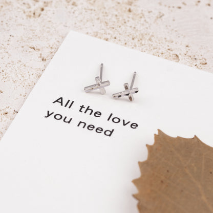 Enough Minimalist 925 Silver Cross Earrings