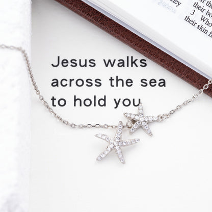 Hope Starfish Duo CZ 925 Necklace
