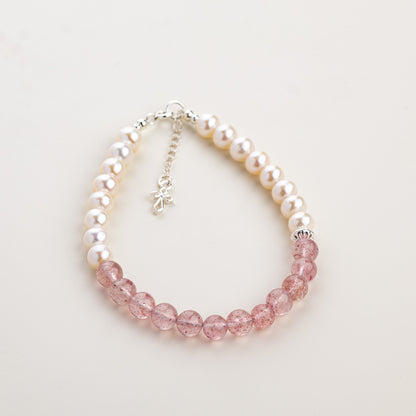 Unfailing Love Pearl Strawberry Quartz Bracelet