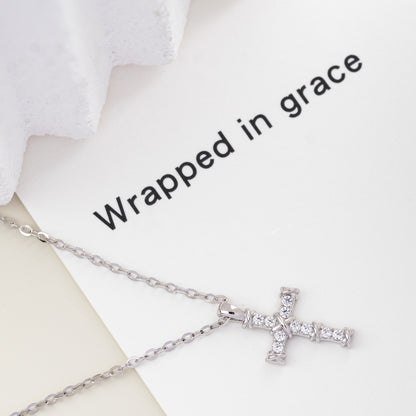 Guardian Sparkle CZ Silver Cross Necklace