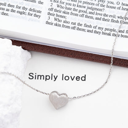 Peace Satin Heart Sterling Necklace