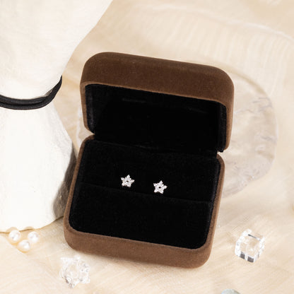 Light Sparkling CZ Star Stud Earrings