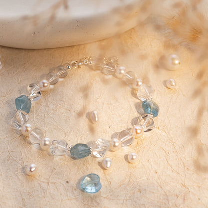 Star Light Aquamarine Crystal Pearl Bracelet