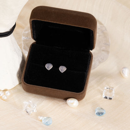 Gentle Pink Chalcedony Heart Earrings