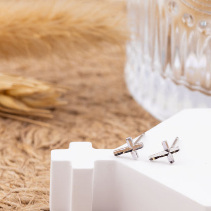 Enough Minimalist 925 Silver Cross Earrings