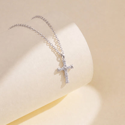 Guardian Sparkle CZ Silver Cross Necklace